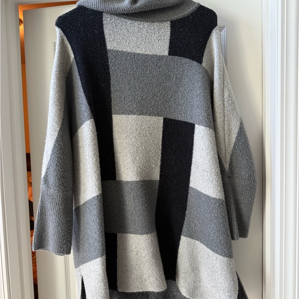 Anne Klein Monochrome Patchwork Turtleneck Sweater